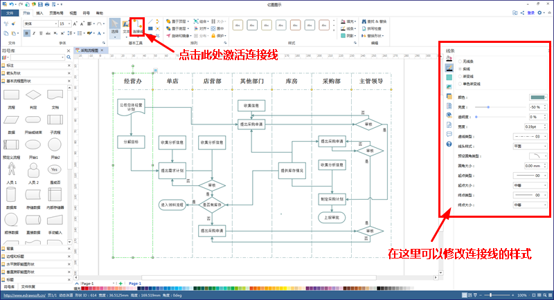 采购流程图连接线