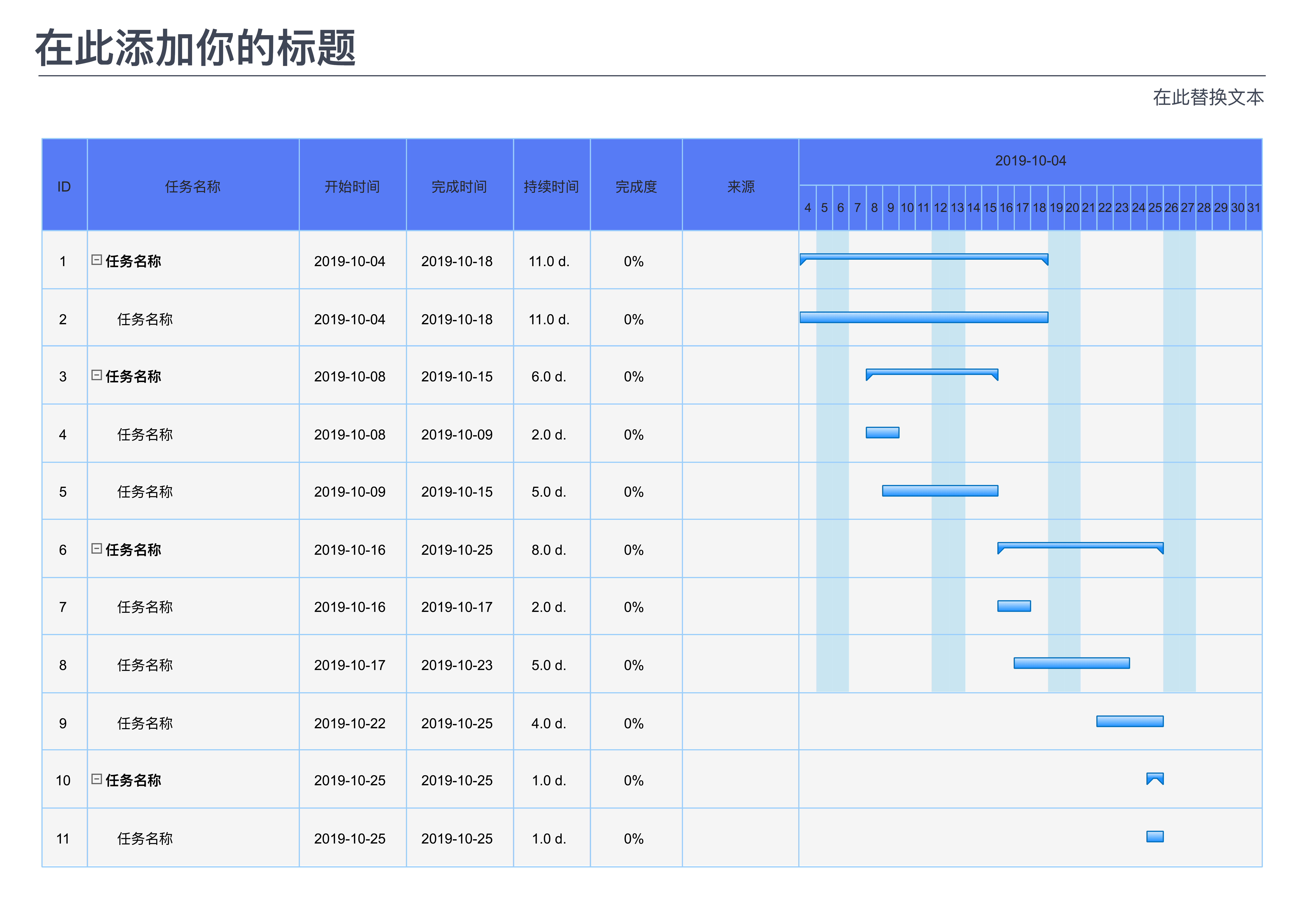甘特图例
