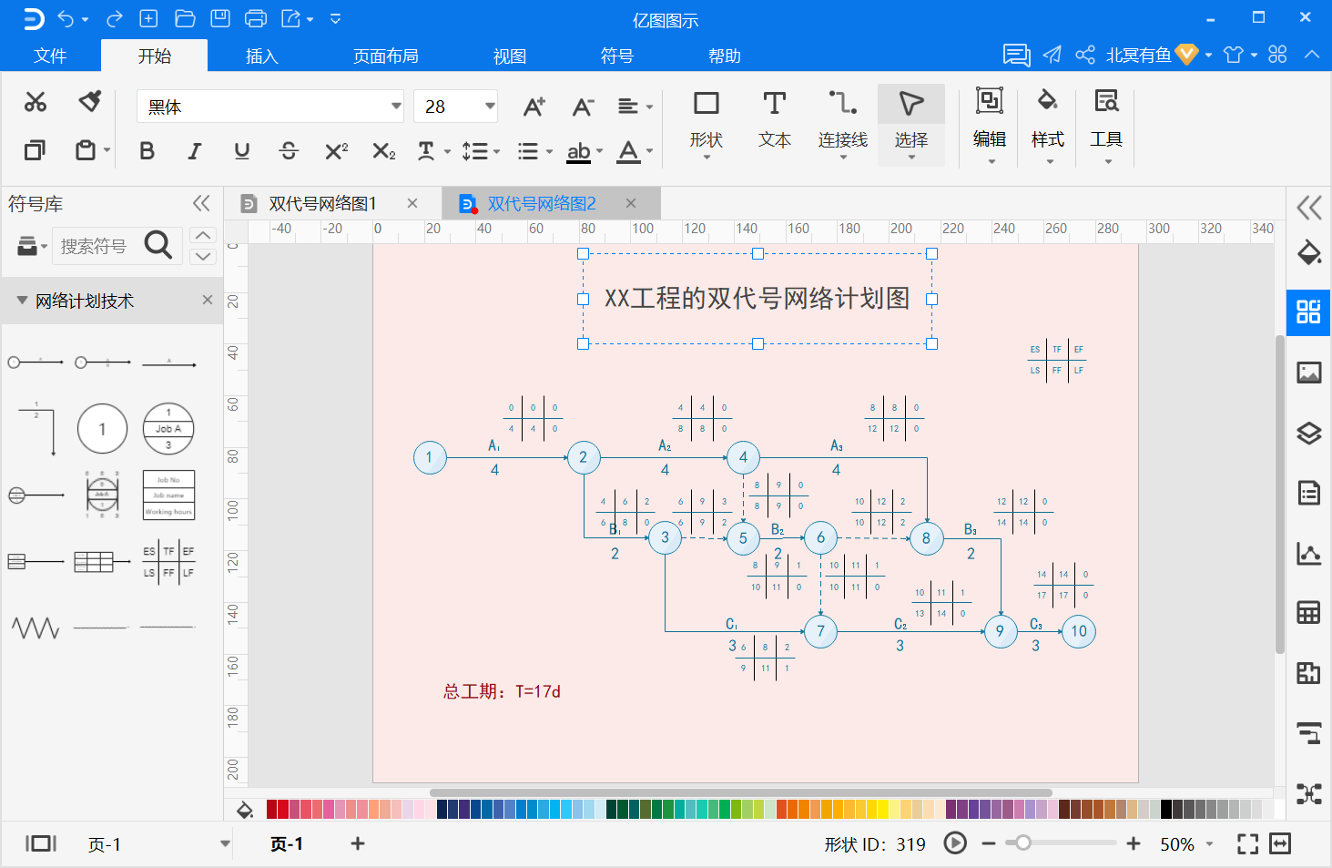 双代号网络图符号
