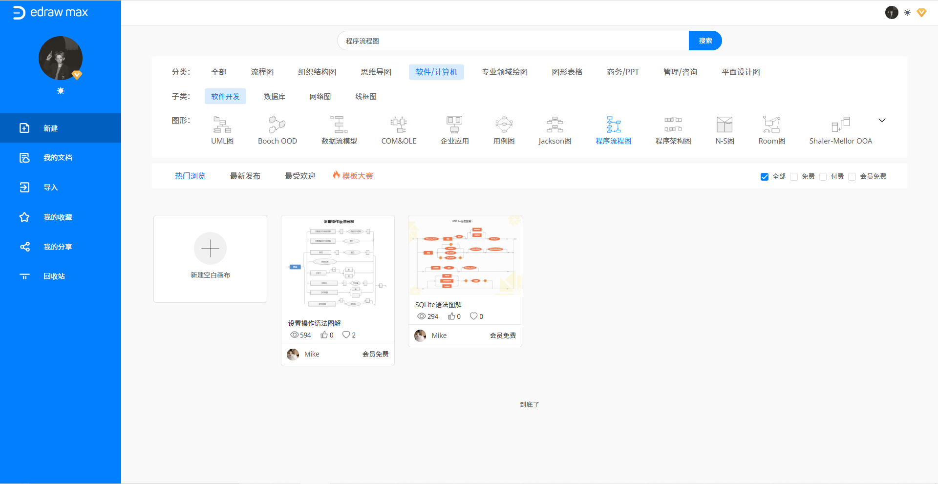 程序流程图新建