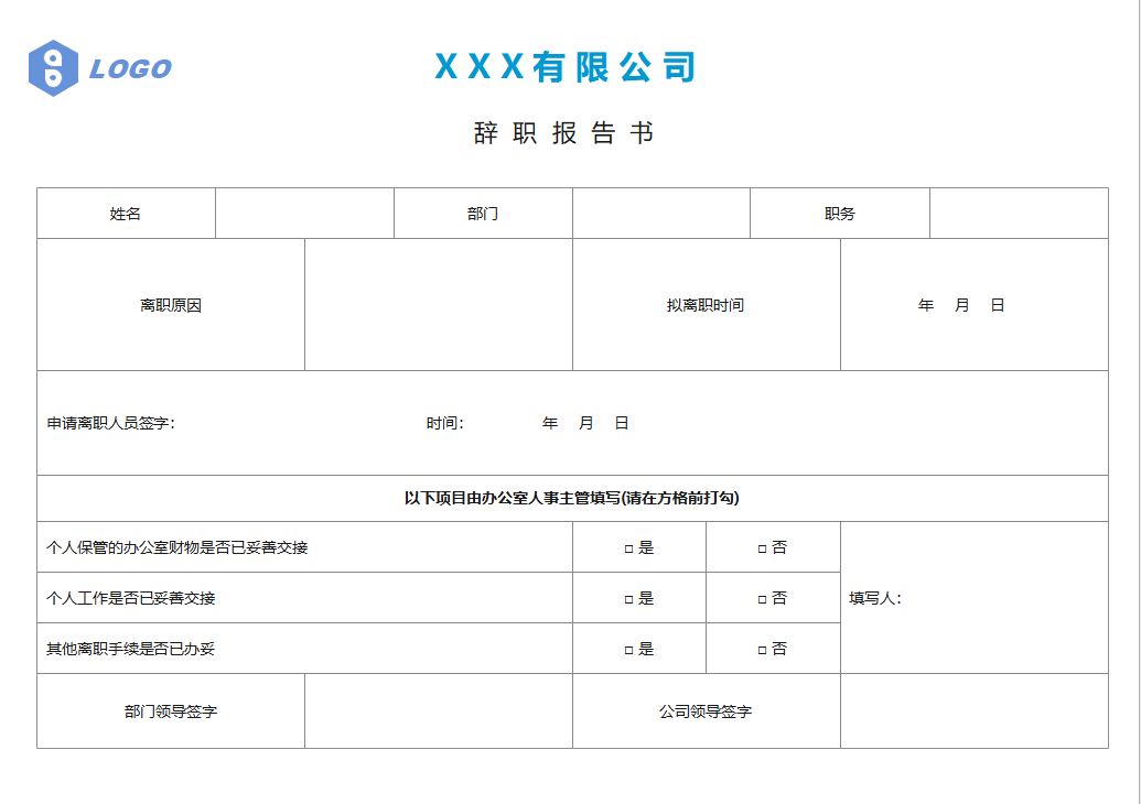 辞职报告书